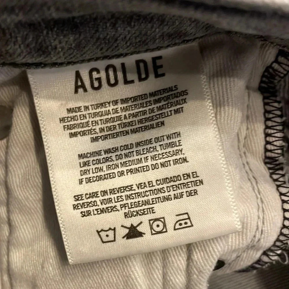 Agolde Mirror Gray Toni Mid Rise Straight Jeans 23 - Picture 6 of 7